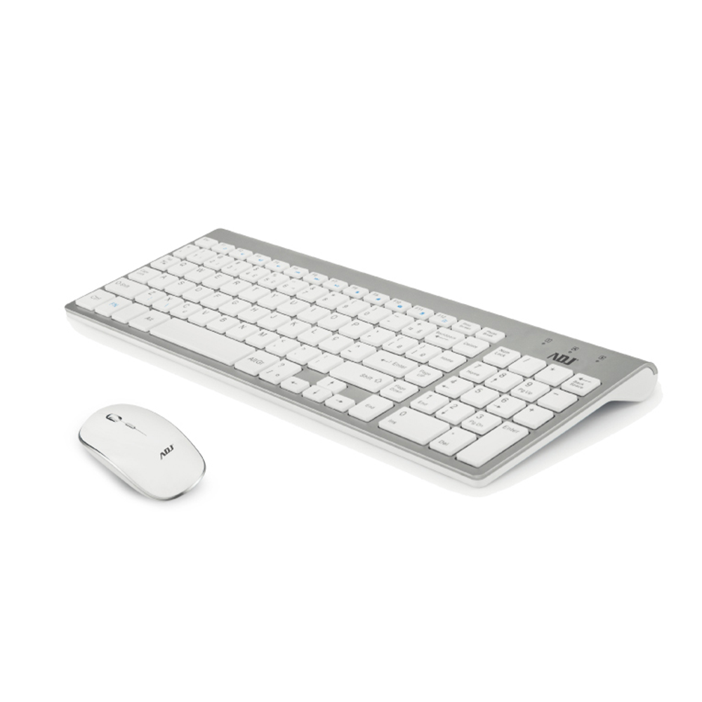 ADJ Platinum 520-00019 – Kit Tastiera Multimediale e Mouse Wireless Silver/Bianco con 1600 DPI