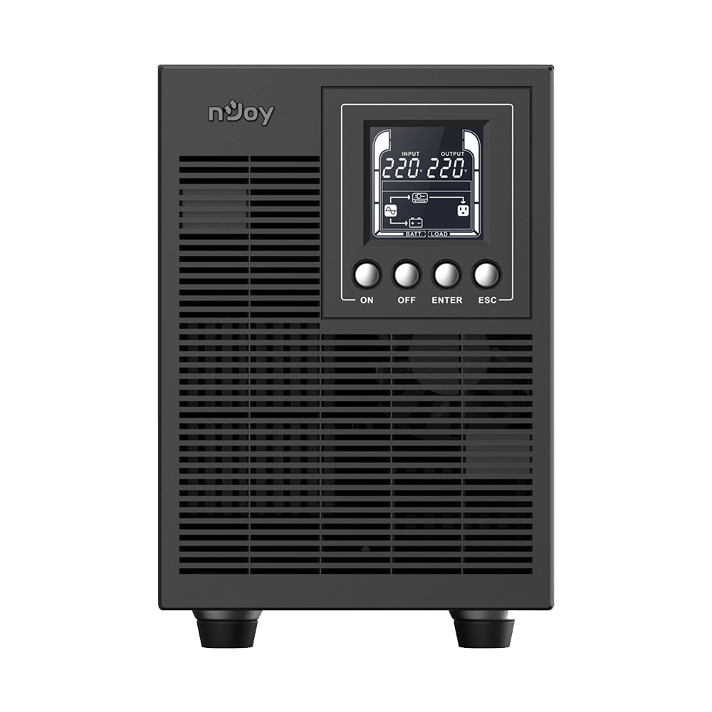 UPS Online NJOY Echo Pro 2000 2000VA / 1600W – Doppia Conversione, Onda Sinusoidale Pura, Display LCD, 4 Prese Schuko, USB / RS232 / SNMP