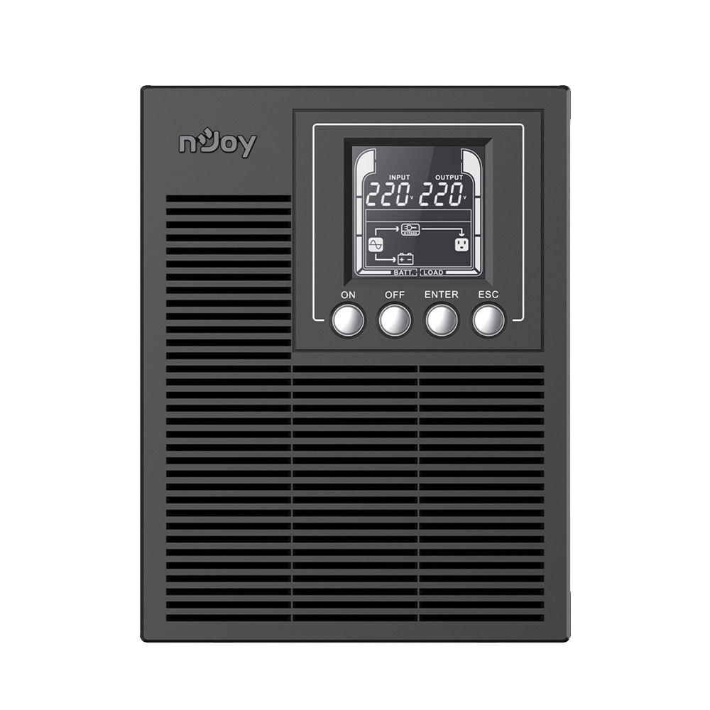 NJOY Echo Pro 1000 Gruppo di Continuità UPS – UPS 1000VA / 800W Online Double Conversion con LCD, 3 prese Schuko, USB, RS232, SNMP