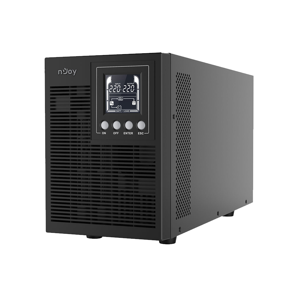 UPS Online NJOY Echo Pro 2000 2000VA / 1600W – Doppia Conversione, Onda Sinusoidale Pura, Display LCD, 4 Prese Schuko, USB / RS232 / SNMP