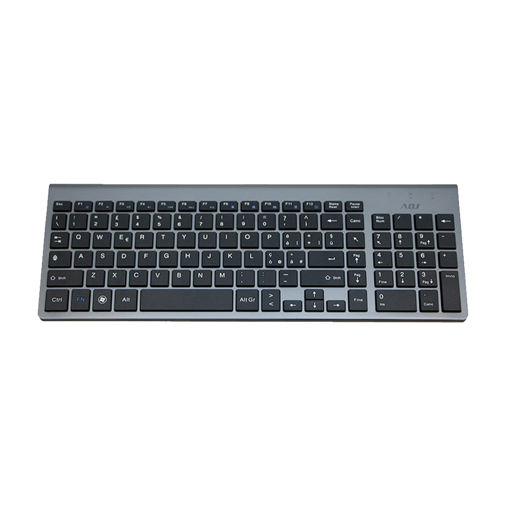 ADJ Kit Wireless Platinum 520-00020 – Tastiera Full-Size QWERTY e Mouse Ergonomico 1200 DPI