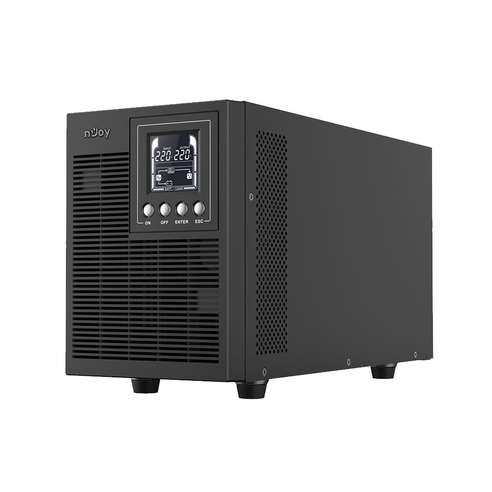 UPS Online NJOY Echo Pro 2000 2000VA / 1600W – Doppia Conversione, Onda Sinusoidale Pura, Display LCD, 4 Prese Schuko, USB / RS232 / SNMP