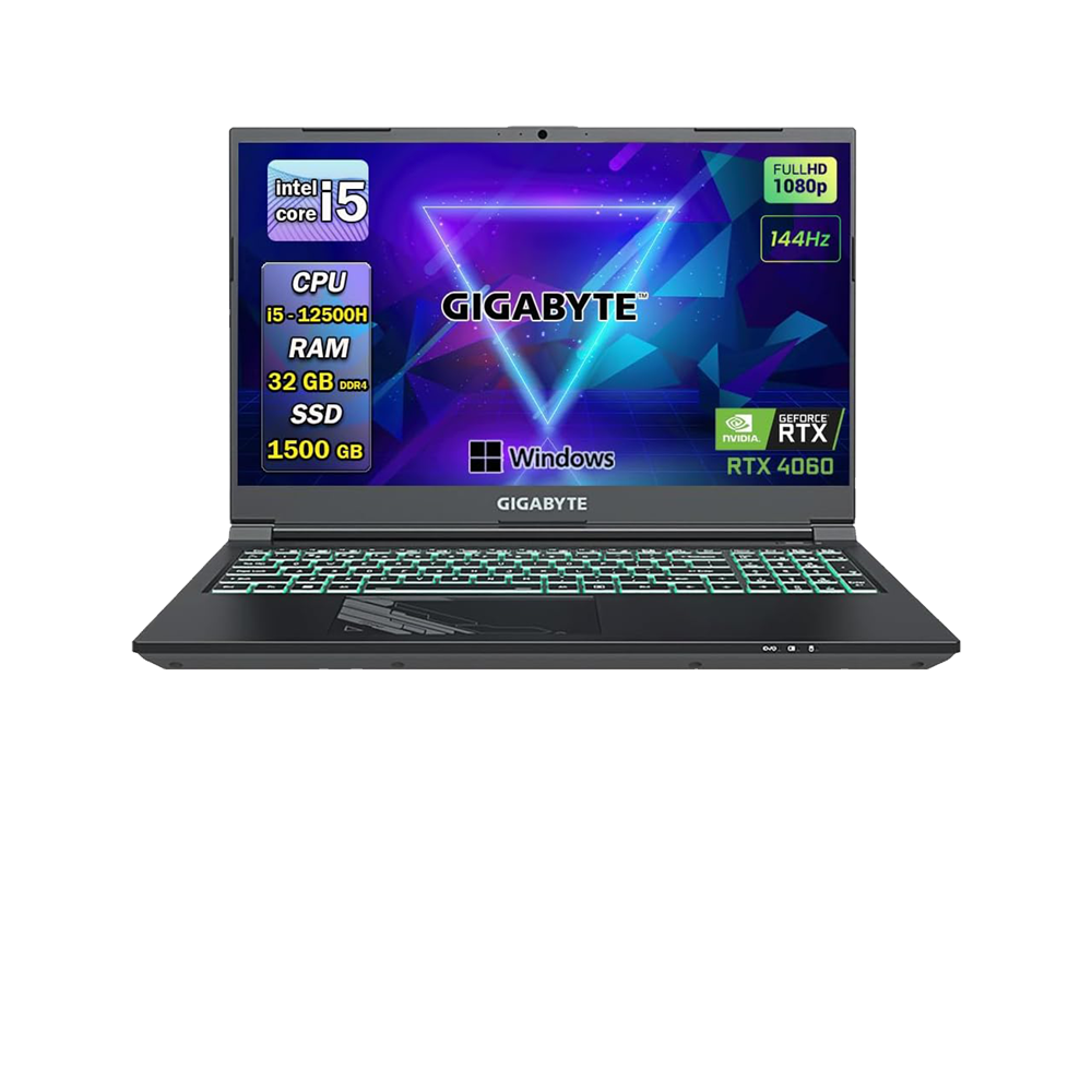 Gigabyte notebook , Pc portatile , Intel i5 12500 , Display 15,6" Full HD , RTX 4060 8Gb , Ram 32 Gb , SSD 1500 Gb, Windows 11 Pro , Office pro, Laptop pronto all'uso