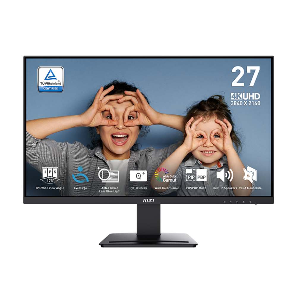 MSI PRO MP273U Monitor 27" 4K UHD IPS, DisplayPort/HDMI, Audio Integrato, Low Blue Light