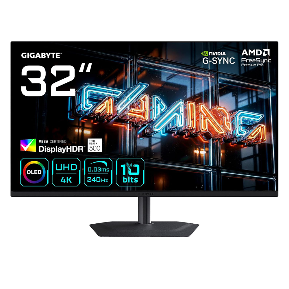 Gigabyte MO32U24 EK – Monitor Gaming 31,5" 4K UHD QD-OLED, 240Hz, 0,03ms GtG, HDR True Black 500, HDMI 2.1