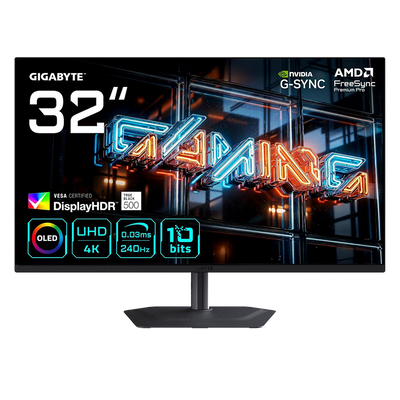 Gigabyte MO32U24 EK – Monitor Gaming 31,5" 4K UHD QD-OLED, 240Hz, 0,03ms GtG, HDR True Black 500, HDMI 2.1