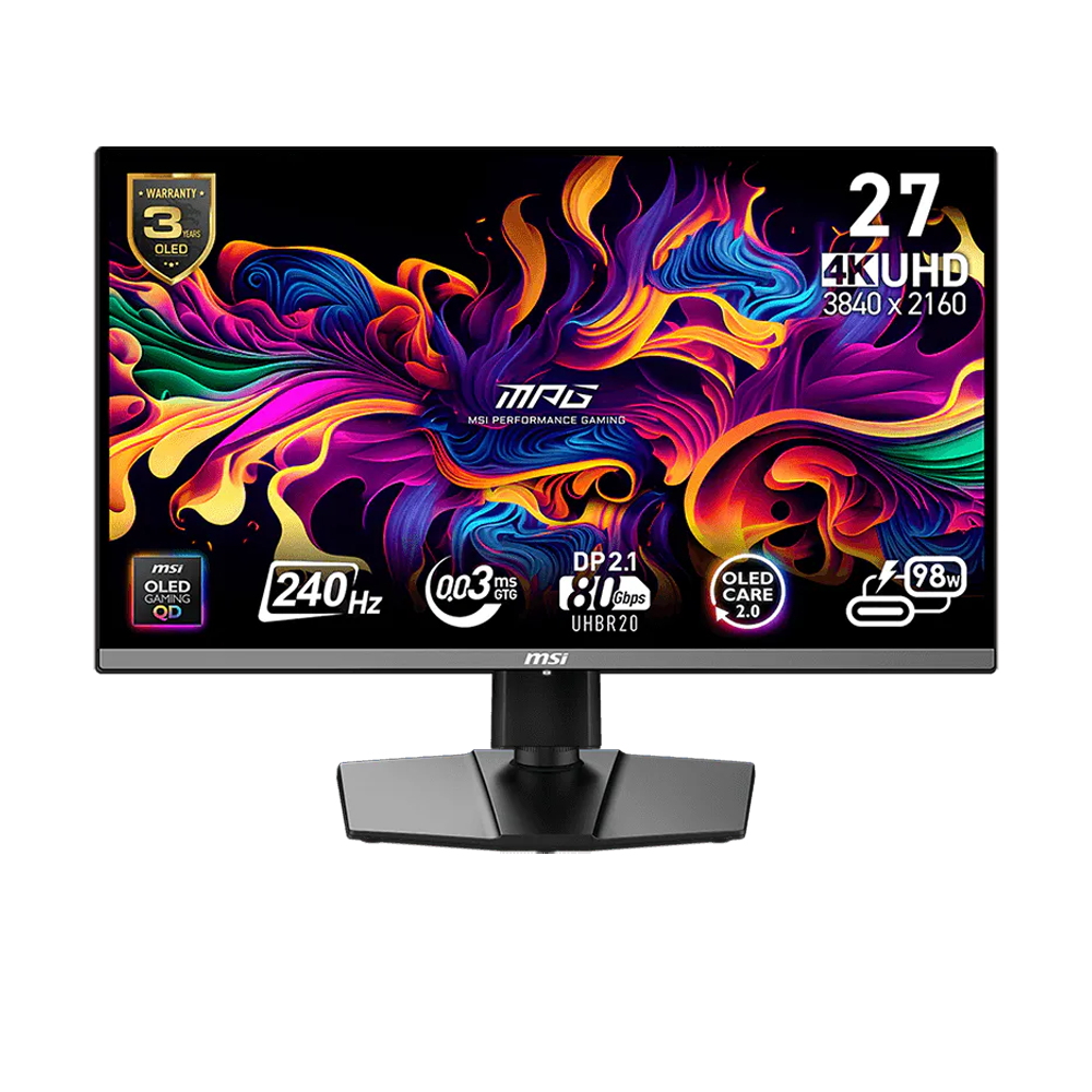 Monitor Gaming MSI MPG 272URX QD-OLED 27" 4K UHD 3840x2160 240Hz 0.03ms GtG HDR True Black 400 HDMI 2.1 DP 2.1a UHBR20 G-SYNC Compatible