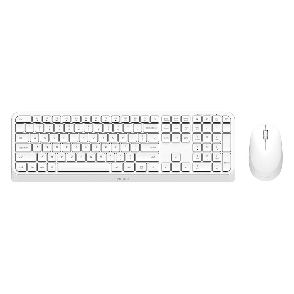 Philips SPT6307W/34 – Combo Tastiera e Mouse Wireless 2.4 GHz, Bianco, Serie 3000
