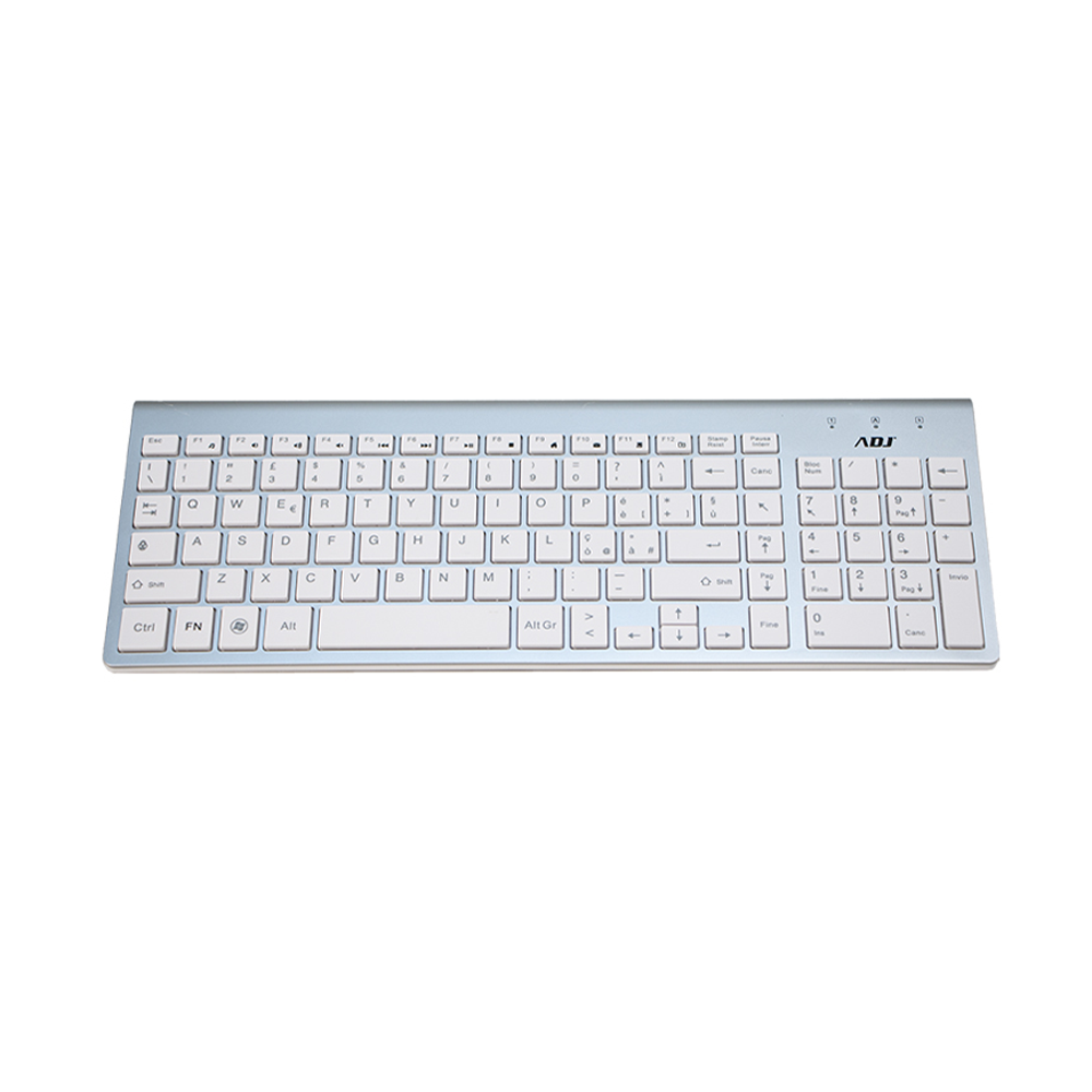 ADJ Platinum 520-00019 – Kit Tastiera Multimediale e Mouse Wireless Silver/Bianco con 1600 DPI