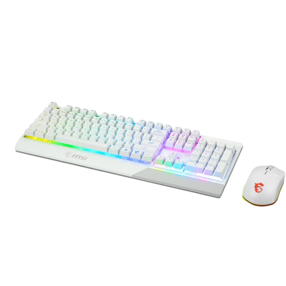 Tastiera Gaming MSI Vigor GK30 Combo White – Tastiera Gaming RGB + Mouse Clutch GM11 Ottico 5000 DPI