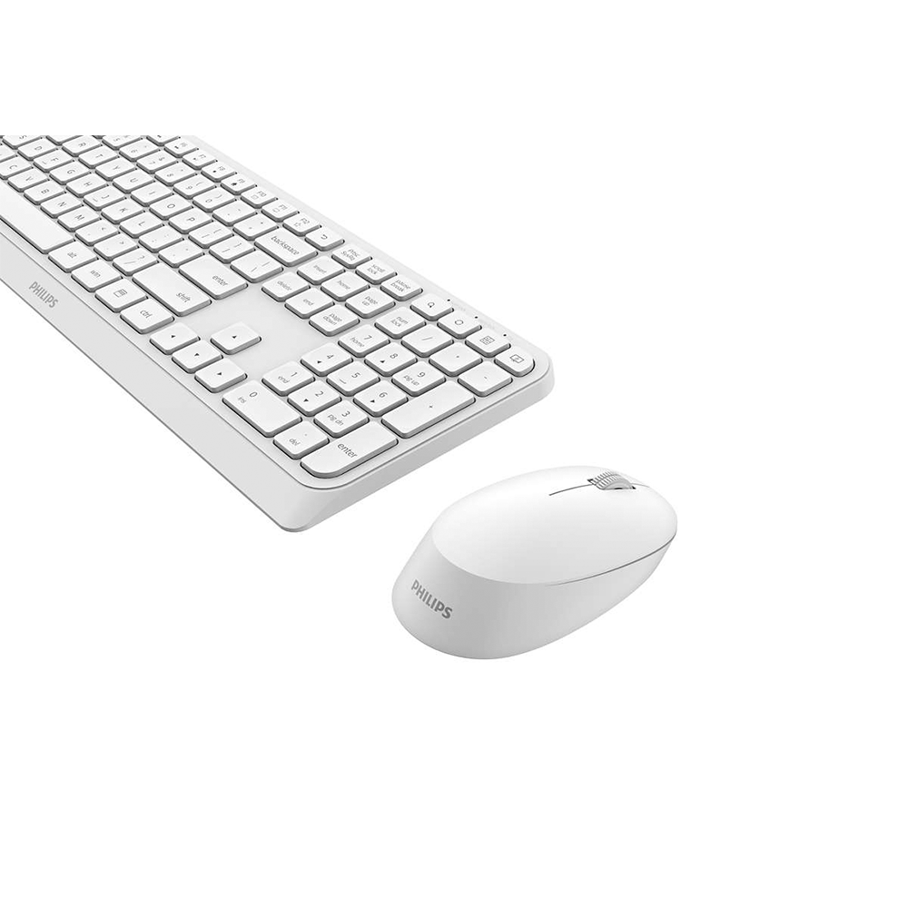 Philips SPT6307W/34 – Combo Tastiera e Mouse Wireless 2.4 GHz, Bianco, Serie 3000