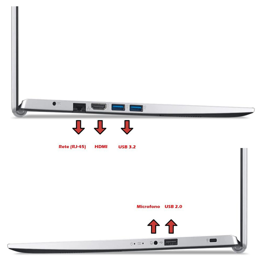 Acer aspire 3 , Pc portatile , Intel N6000 , Display 15,6" Full HD , Ram 20 Gb , SSD 1256 Gb, Windows 11 Pro - RIGENERATO