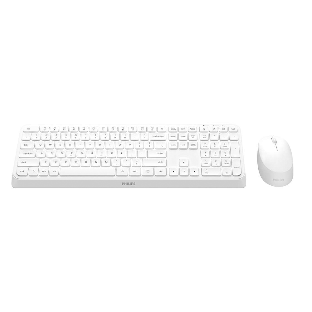 Philips SPT6307W/34 – Combo Tastiera e Mouse Wireless 2.4 GHz, Bianco, Serie 3000