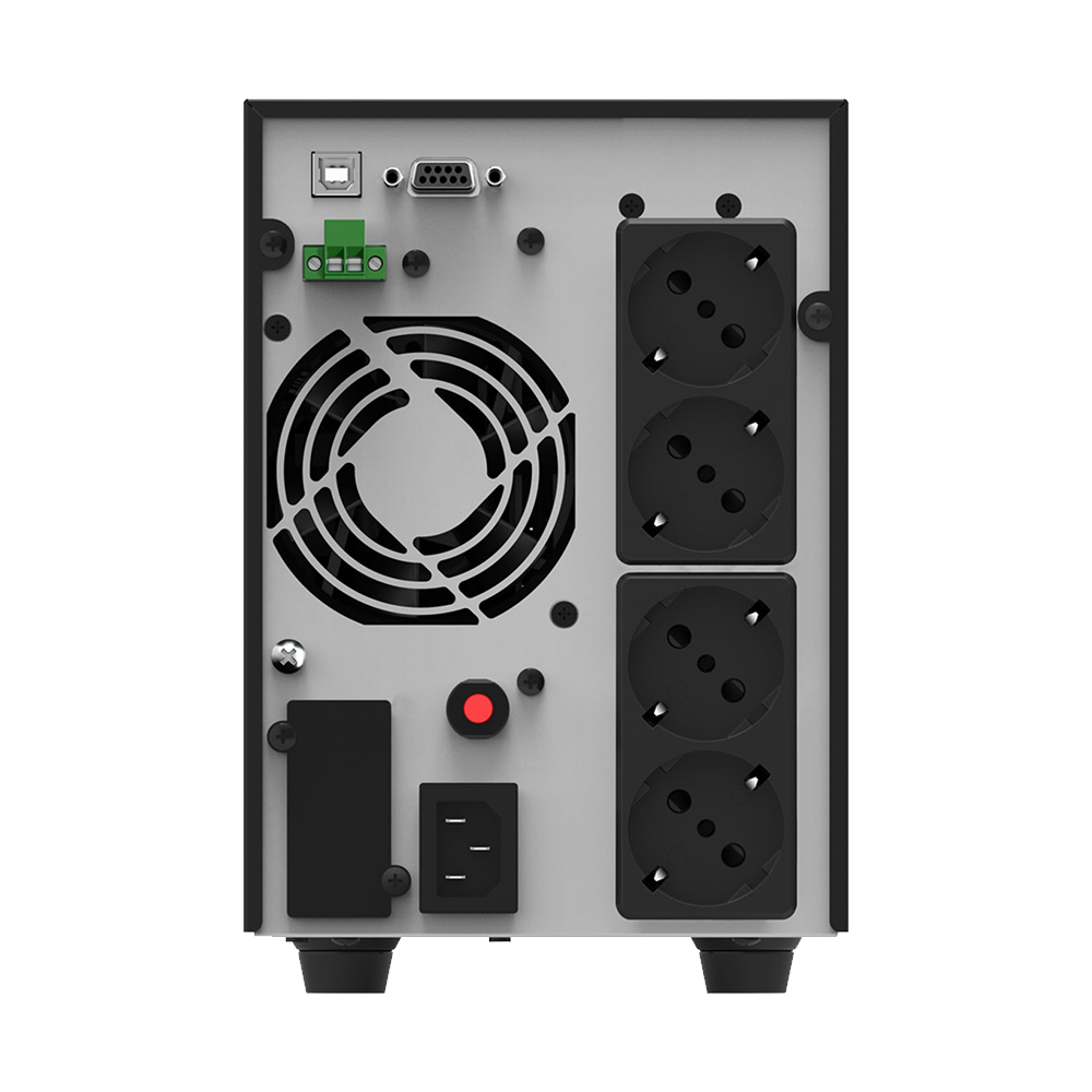 UPS Online NJOY Echo Pro 2000 2000VA / 1600W – Doppia Conversione, Onda Sinusoidale Pura, Display LCD, 4 Prese Schuko, USB / RS232 / SNMP