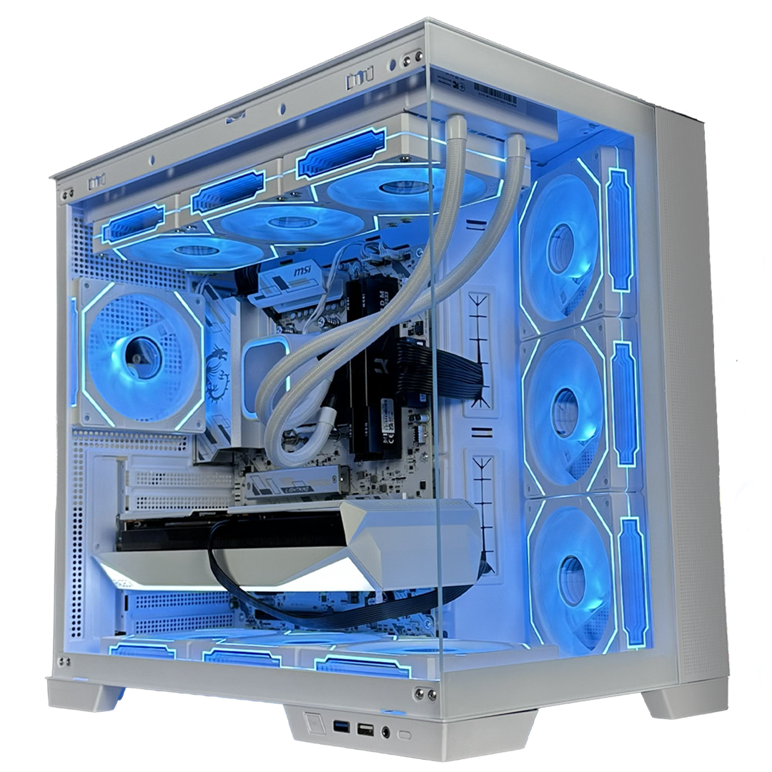 EGEMONE VS8 - Pc gaming Ryzen 7 7800X3D, RX 9060 XT 16GB WHITE, Ram 32Gb 6000Mhz Ddr5, SSD NVMe 1000Gb, Dissipatore a Liquido 360mm, Windows 11 Pro
