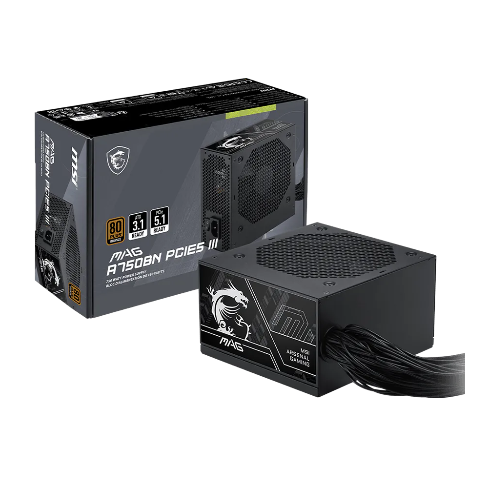 ALIMENTATORE MSI MAG A750BN PCIE5 III (750W - 80 Plus Bronze - Non Modulare)
