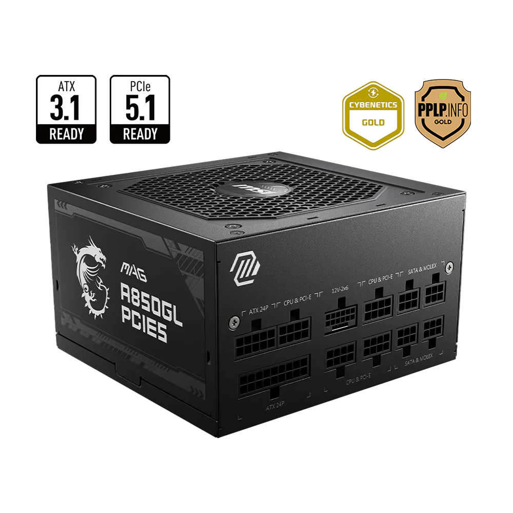 ALIMENTATORE MSI MAG A850GL PCIE5 (850W - 80 Plus Gold - Completamente Modulare)