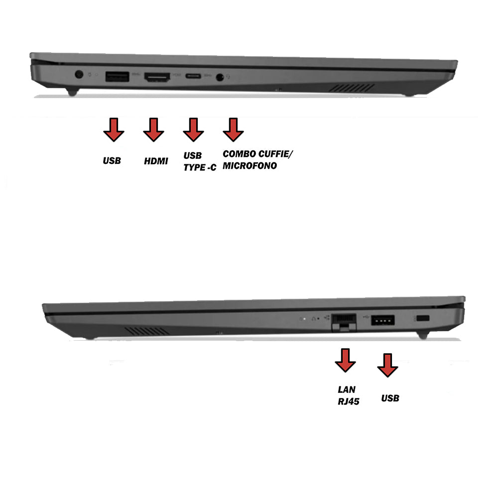 Lenovo Notebook , Pc portatile , Ryzen 5 5500U , Display 15,6" Full HD , Ram 16 Gb , SSHD 1256 Gb, Windows 11 Pro - RIGENERATO