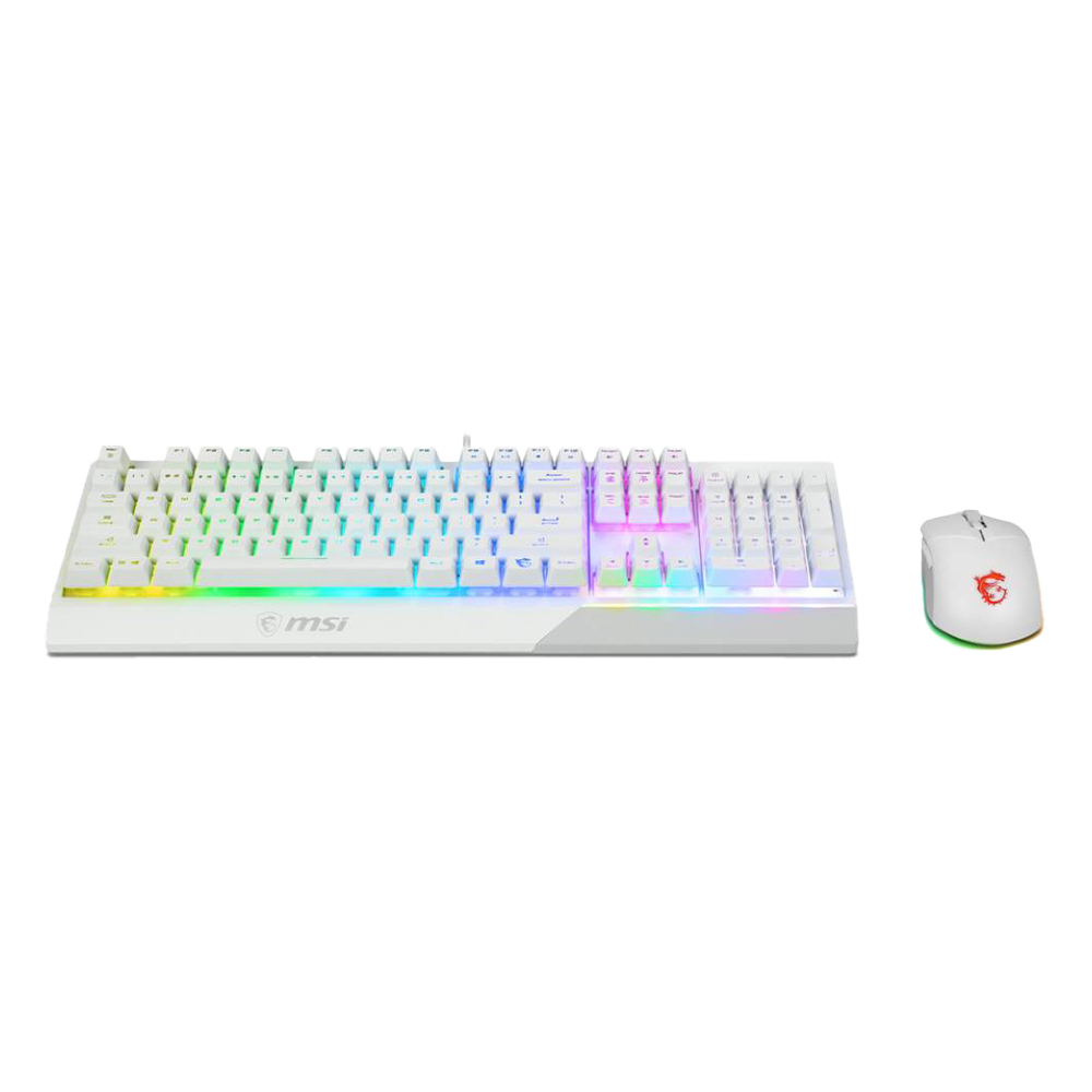 Tastiera Gaming MSI Vigor GK30 Combo White – Tastiera Gaming RGB + Mouse Clutch GM11 Ottico 5000 DPI