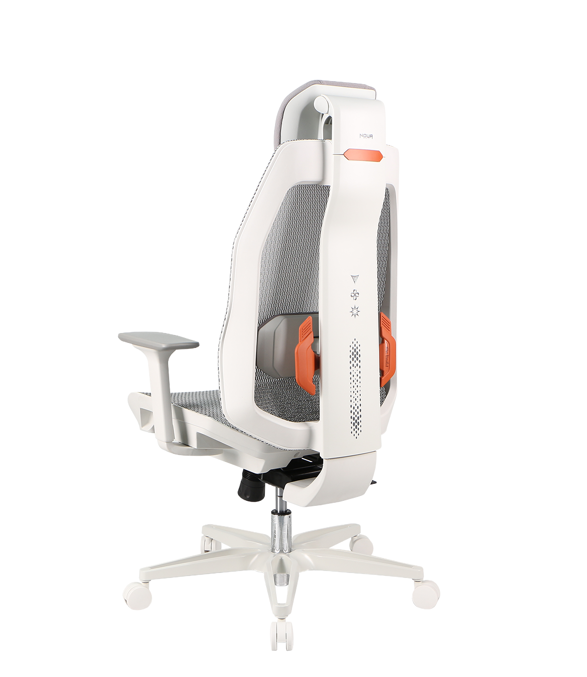 NOUA SOUL MESH BIANCA – Sedia Gaming Ergonomica con Schienale in Mesh, Braccioli 3D e Supporto Lombare