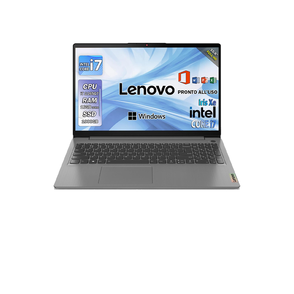 Lenovo , Pc portatile notebook , Intel i7 1165G7 , Display 15,6" Full HD , Ram 16 Gb , SSD 1000 Gb, Windows 11 Pro , Office pro, Laptop pronto all'uso