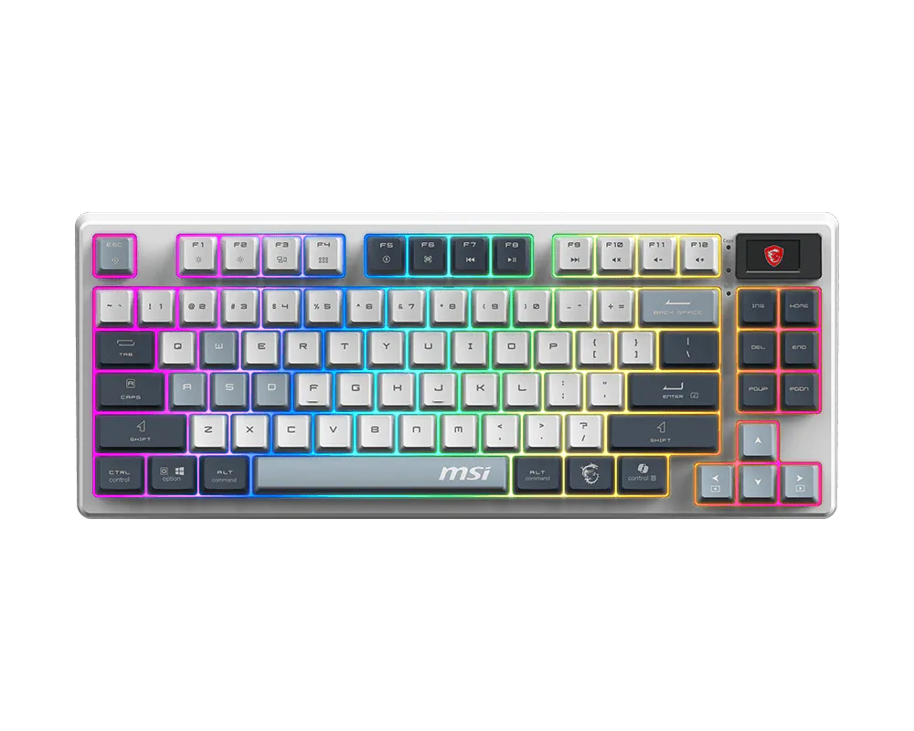 Tastiera Gaming MSI FORGE GK600 TKL Wireless Sky Meccanica Switch Lineari Hot-Swap RGB Bluetooth 2.4GHz USB-C Display 1.06" Batteria 4000mAh