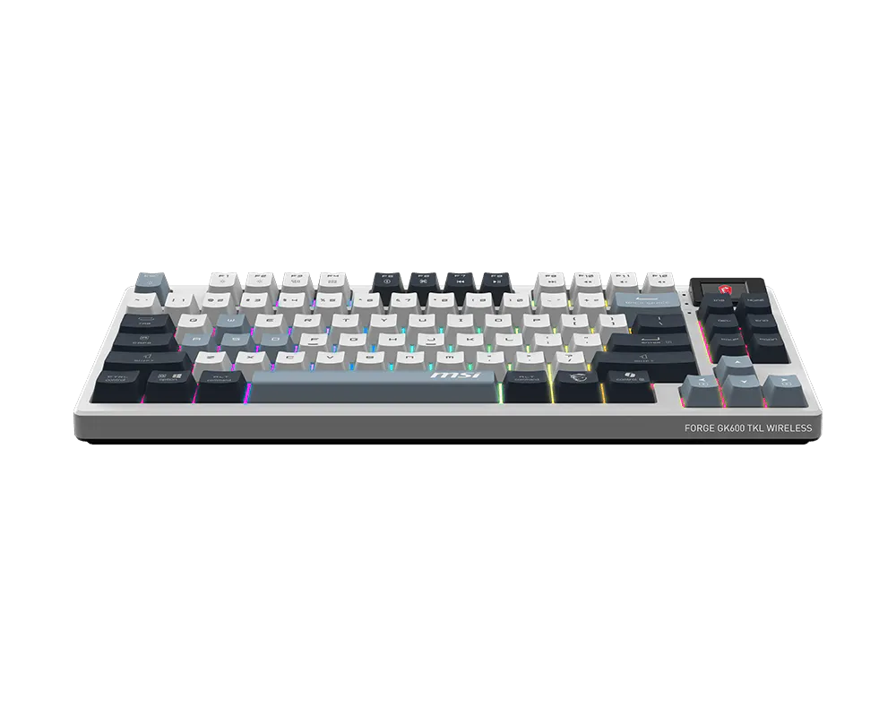 Tastiera Gaming MSI FORGE GK600 TKL Wireless Sky Meccanica Switch Lineari Hot-Swap RGB Bluetooth 2.4GHz USB-C Display 1.06" Batteria 4000mAh