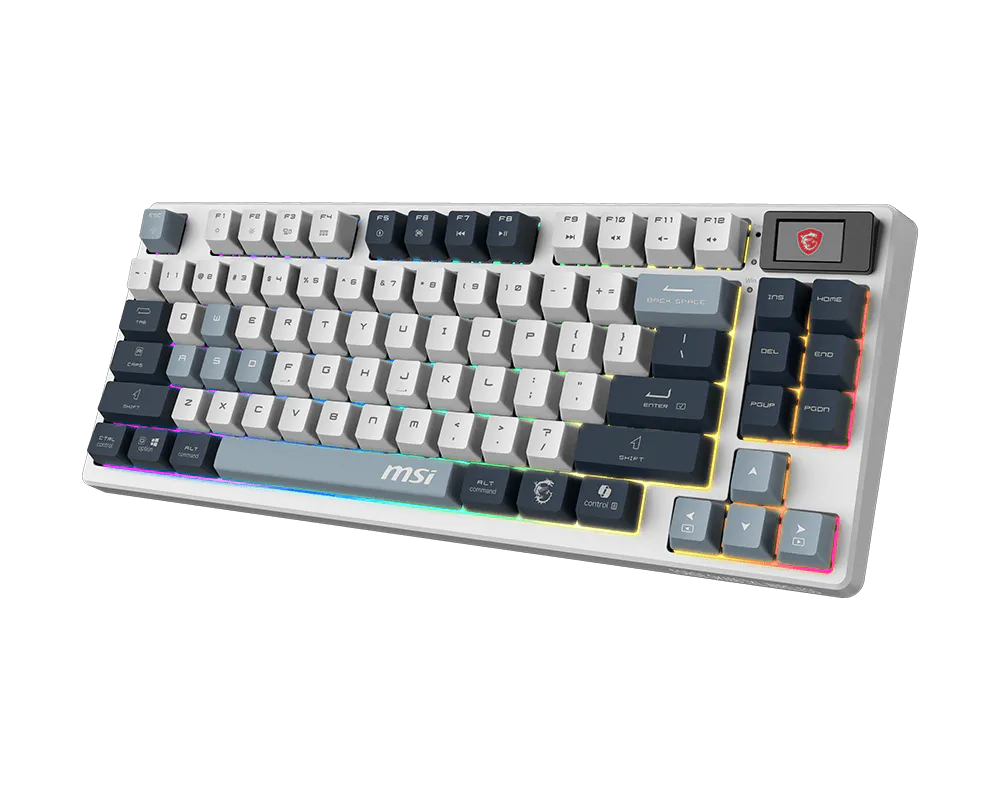 Tastiera Gaming MSI FORGE GK600 TKL Wireless Sky Meccanica Switch Lineari Hot-Swap RGB Bluetooth 2.4GHz USB-C Display 1.06" Batteria 4000mAh