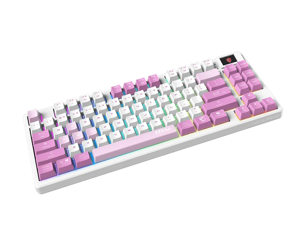 Tastiera Gaming MSI FORGE GK600 TKL Wireless Violet Meccanica Switch Lineari Hot-Swap RGB Bluetooth 2.4GHz USB-C Display 1.06" Batteria 4000mAh