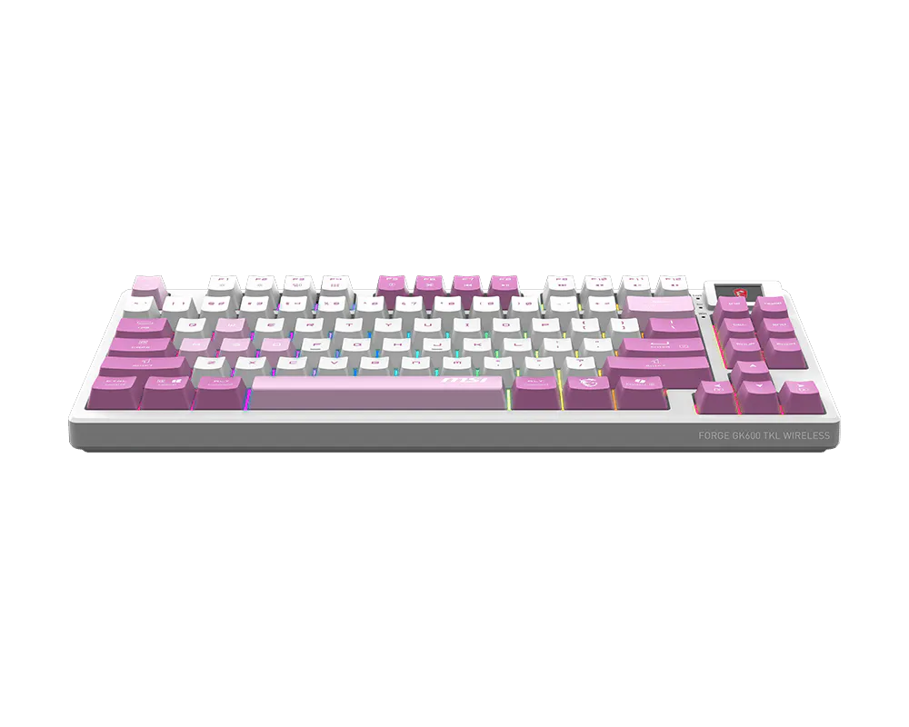 Tastiera Gaming MSI FORGE GK600 TKL Wireless Violet Meccanica Switch Lineari Hot-Swap RGB Bluetooth 2.4GHz USB-C Display 1.06" Batteria 4000mAh