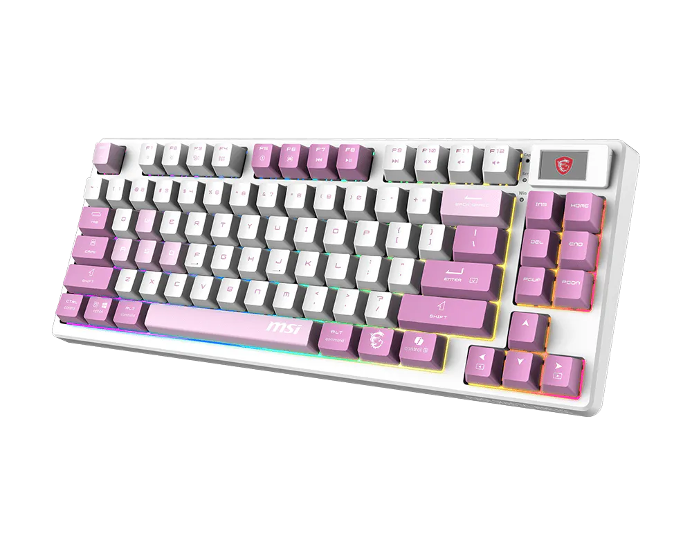 Tastiera Gaming MSI FORGE GK600 TKL Wireless Violet Meccanica Switch Lineari Hot-Swap RGB Bluetooth 2.4GHz USB-C Display 1.06" Batteria 4000mAh