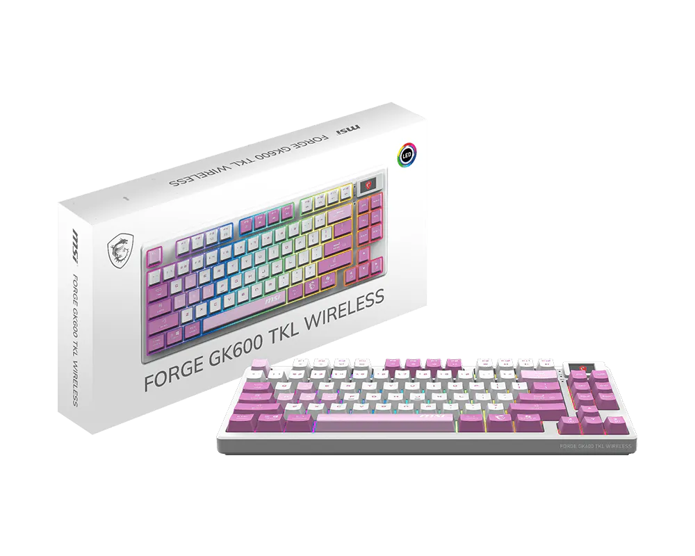 Tastiera Gaming MSI FORGE GK600 TKL Wireless Violet Meccanica Switch Lineari Hot-Swap RGB Bluetooth 2.4GHz USB-C Display 1.06" Batteria 4000mAh