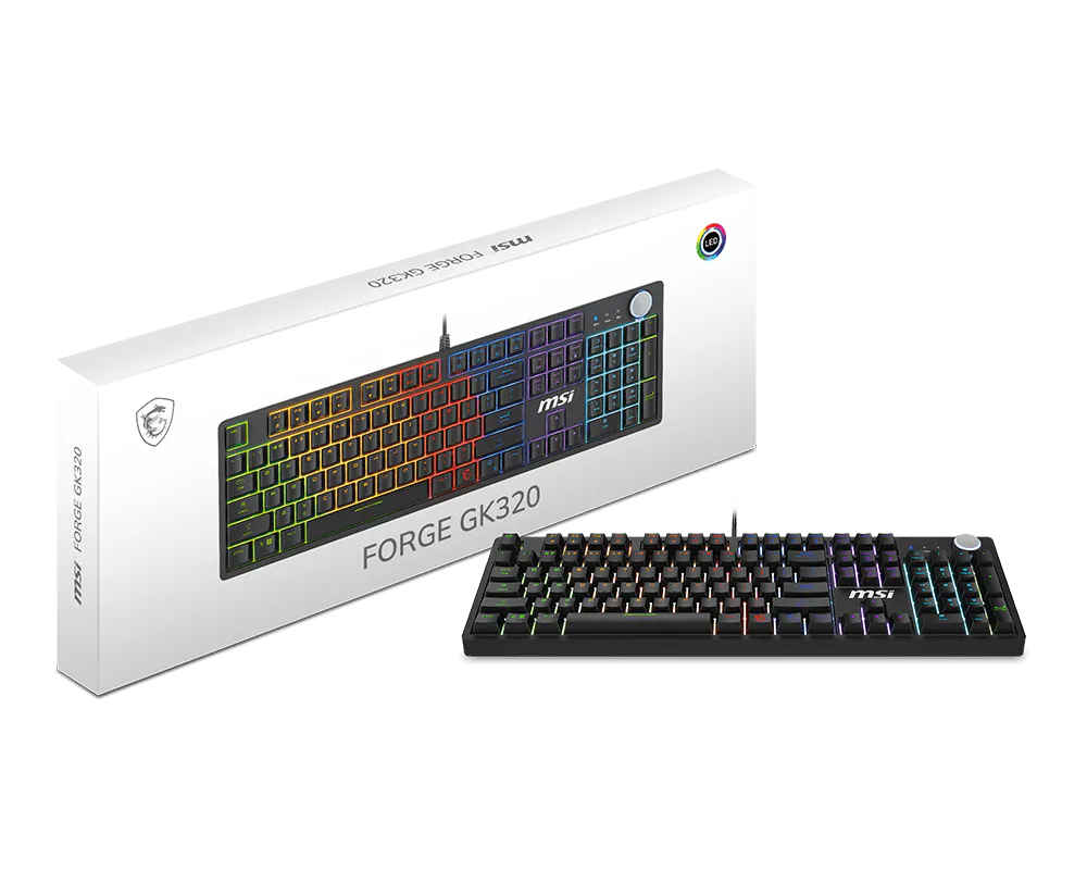 Tastiera Gaming MSI FORGE GK320 Meccanica Switch Red Hot-Swap RGB USB 2.0 Layout Full Size 104/105/108 Tasti